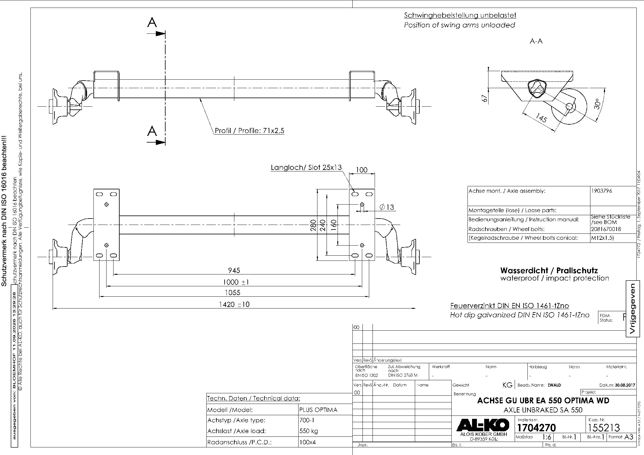 AL-KO ungebremste Achse 750 kg – Bild 2